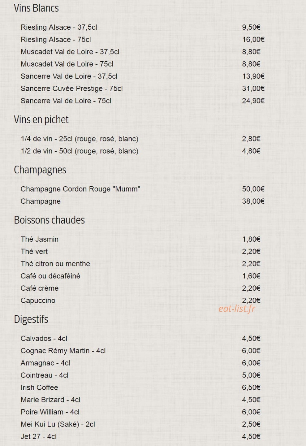 Le Mandarin Palaiseau — carte page 17