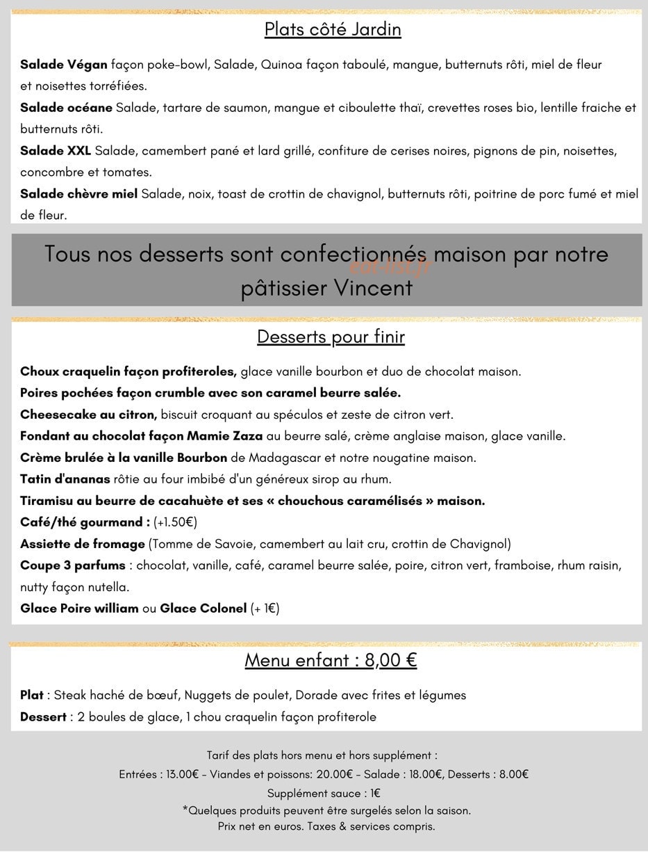 Carte et menu de Living Room à Palaiseau — Plats desserts et menus enfants
