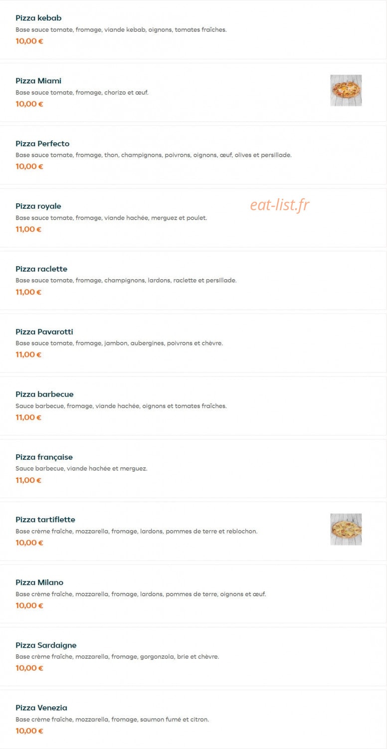 Perfecto Pizza — carte page 13