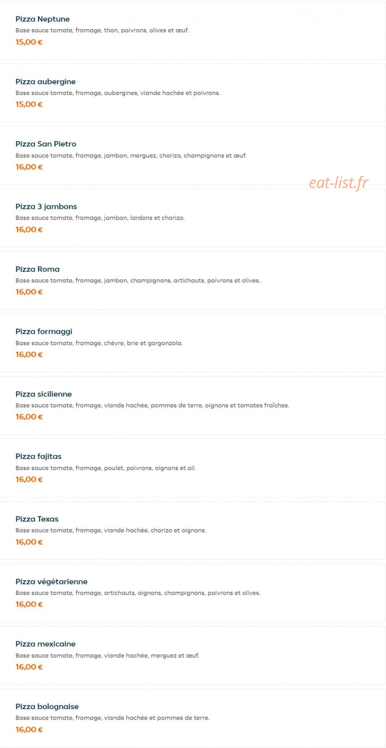Perfecto Pizza — carte page 2