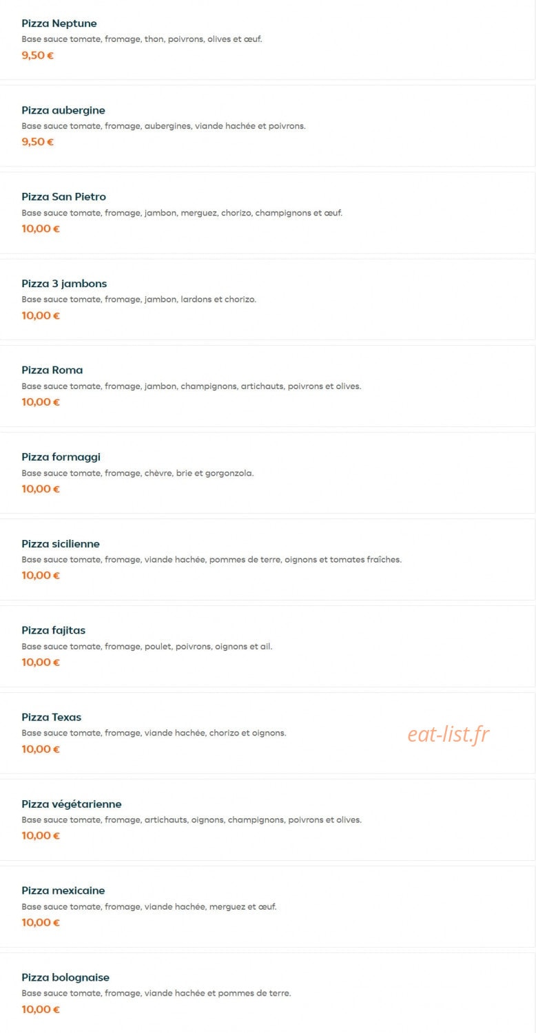 Perfecto Pizza — carte page 12