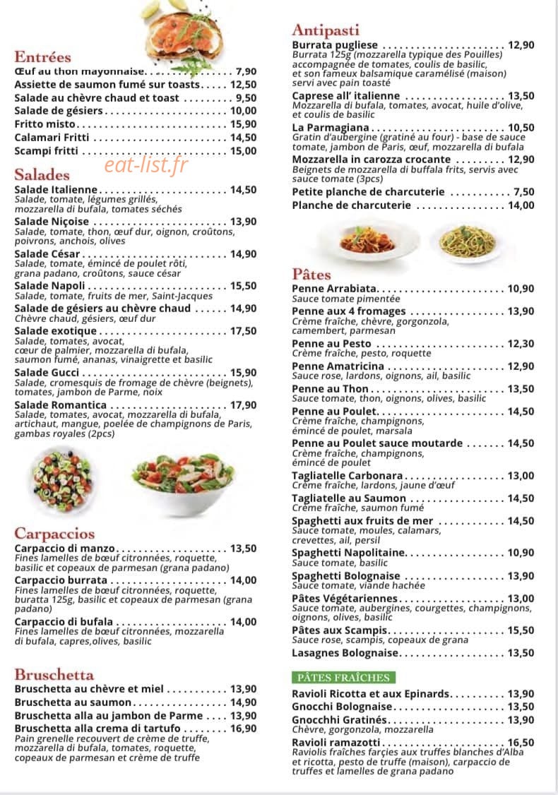 Restaurant Napoli — carte page 1