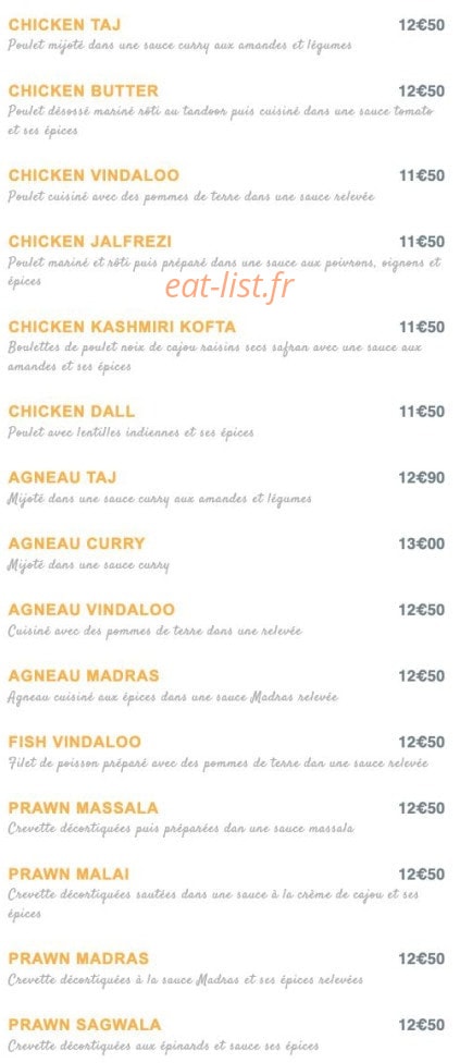 Taj Bollywood — carte page 4