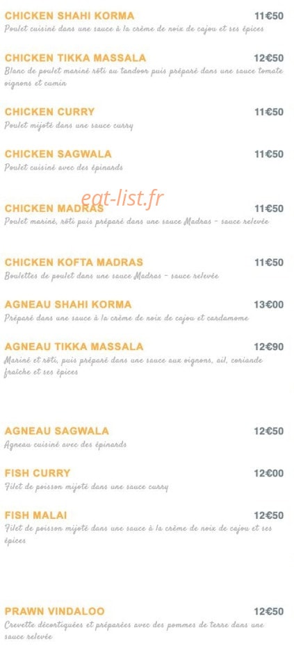 Taj Bollywood — carte page 3