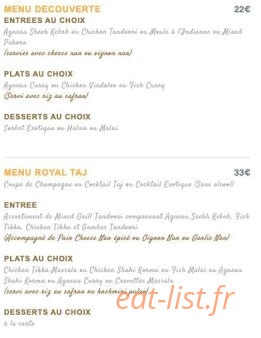 Taj Bollywood — carte page 12