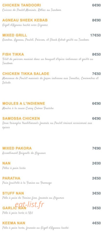 Taj Bollywood — carte page 1
