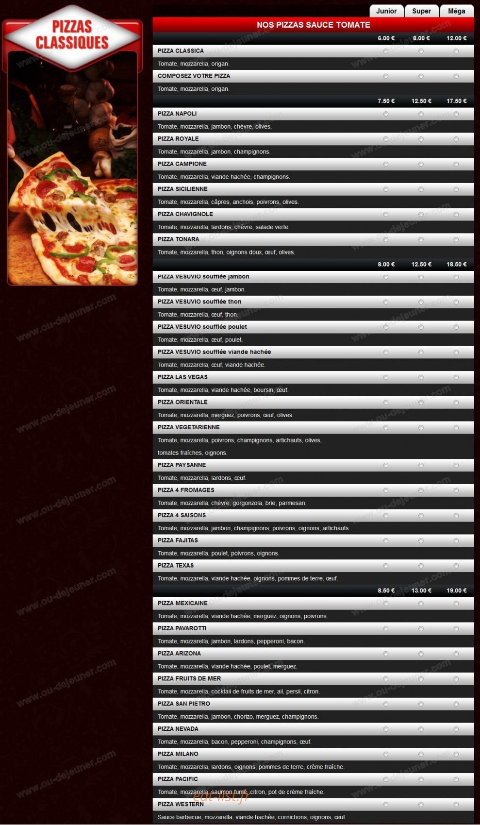 Andiamo Pronto Pizza — carte page 2