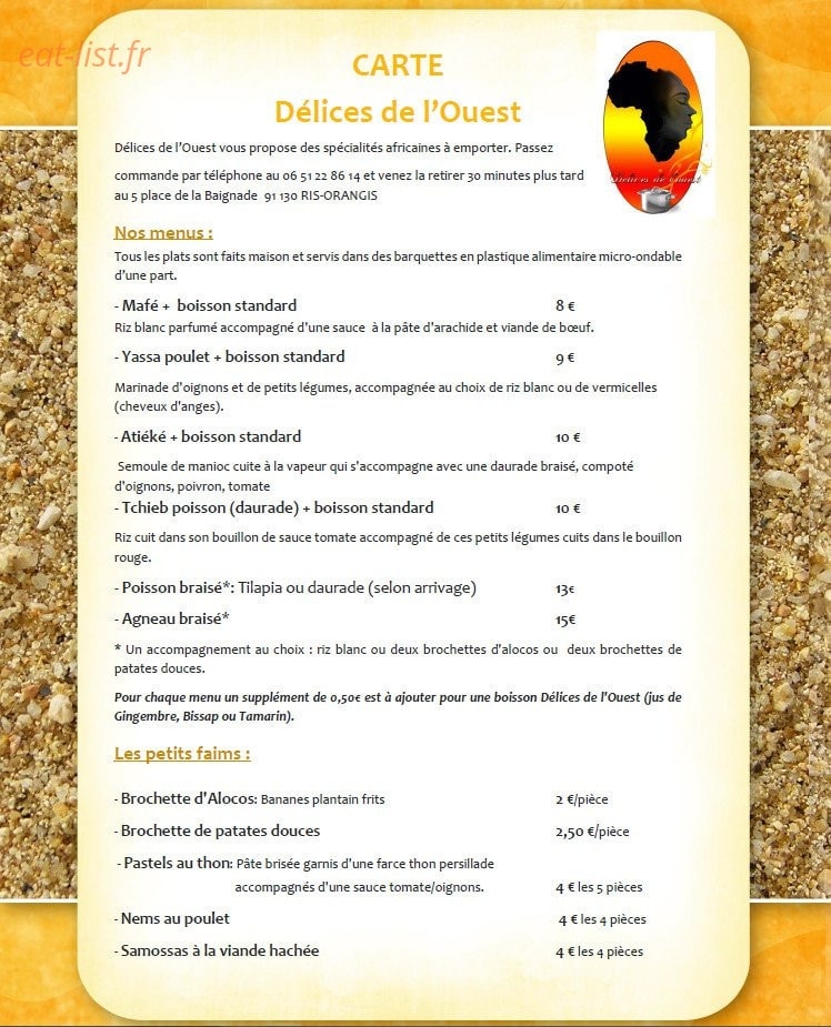 Délices de l'Ouest — carte page 1