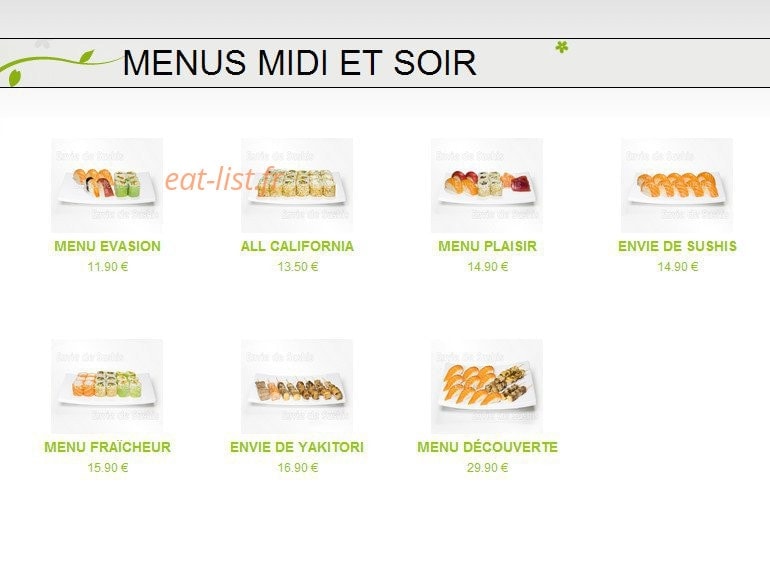 Envie de Sushi — carte page 2