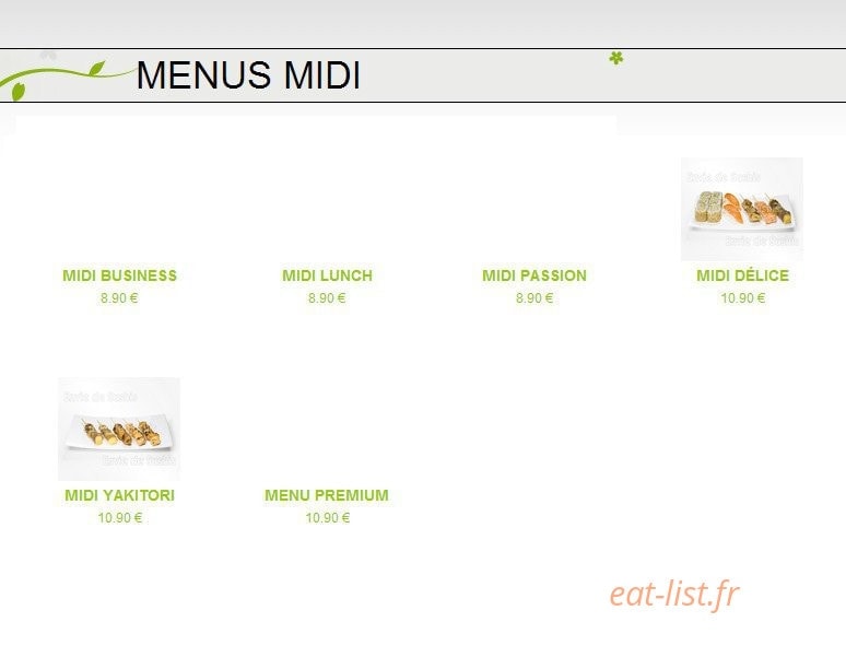 Envie de Sushi — carte page 1