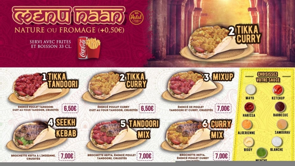 Indian Food — carte page 1