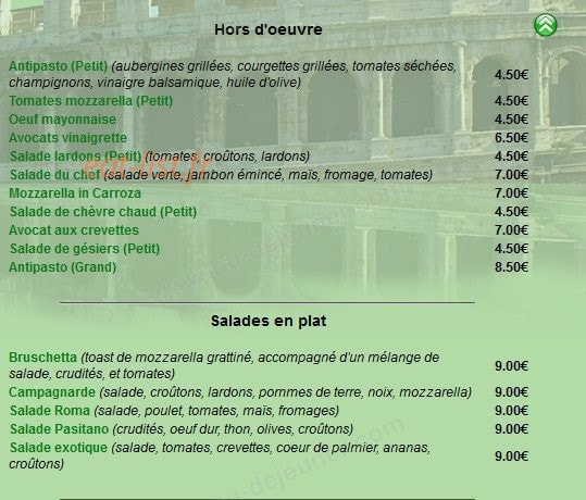 Pizza Roma — carte page 4