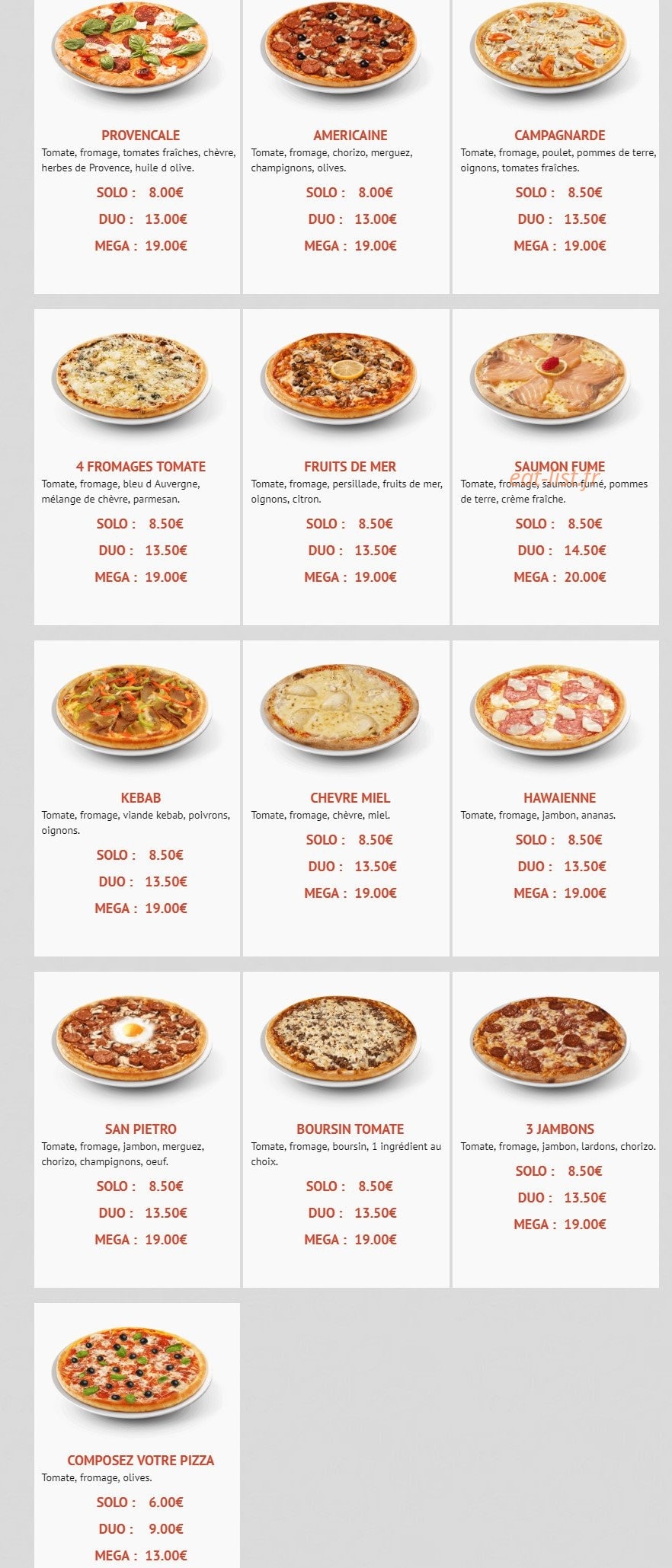 Rapido Pizza — carte page 4