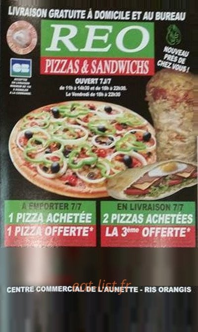 Reo Pizza&Sandwich — carte page 1