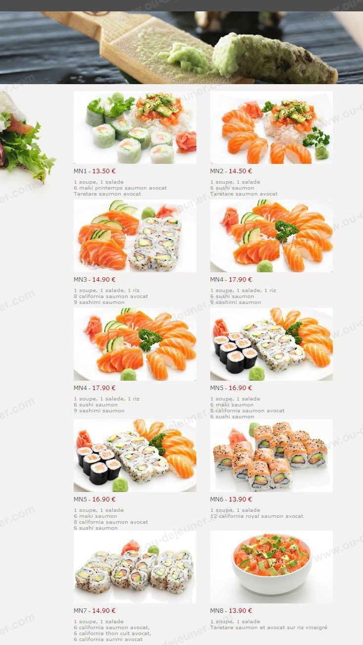 Ta Sushi — carte page 1