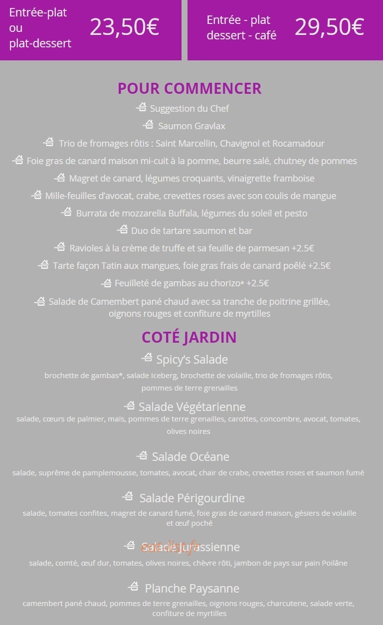 Au Spicy — carte page 3