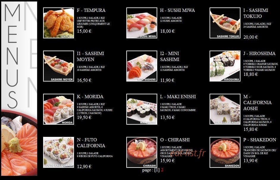 Carte et menu de Ayako Sushi à Villebon sur Yvette — Les Menus