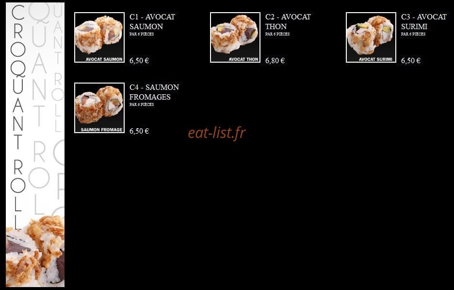 Carte et menu de Ayako Sushi à Villebon sur Yvette — Les Croquant Rolls