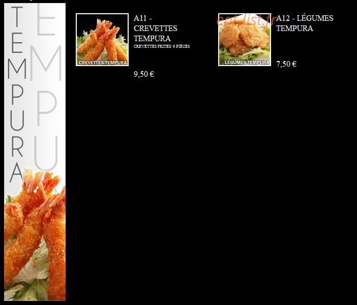 Carte et menu de Ayako Sushi à Villebon sur Yvette — Les Tempuras