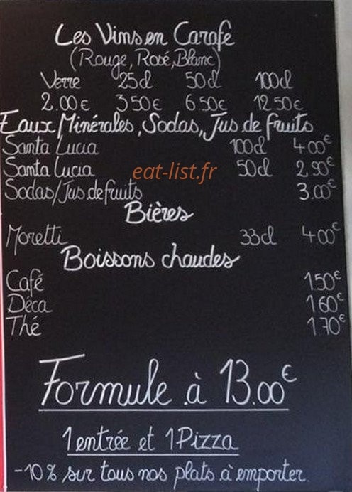Carte et menu de La Scuderia à Villebon sur Yvette — Les vins et boissons