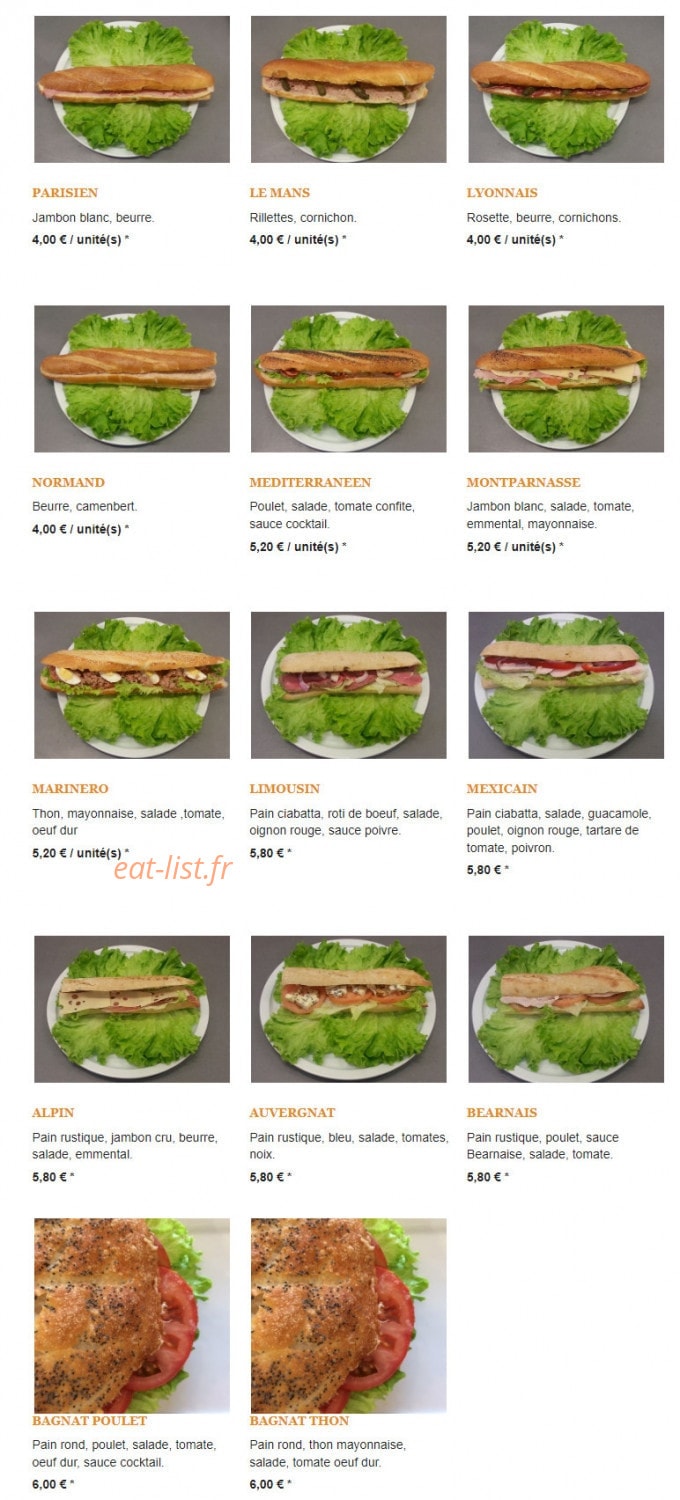 Meal Event — carte page 1