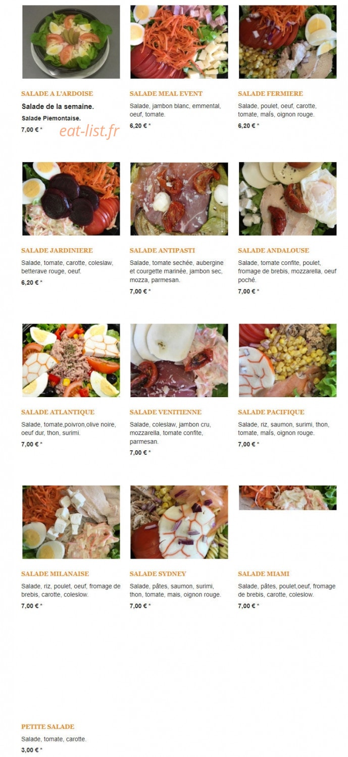 Meal Event — carte page 2