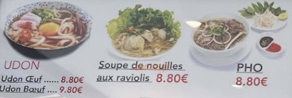 Carte et menu de O Food Asia à Villebon sur Yvette — Udon, soupe de nouilles aux raviolis et pho