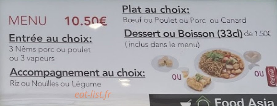 Carte et menu de O Food Asia à Villebon sur Yvette — Menu