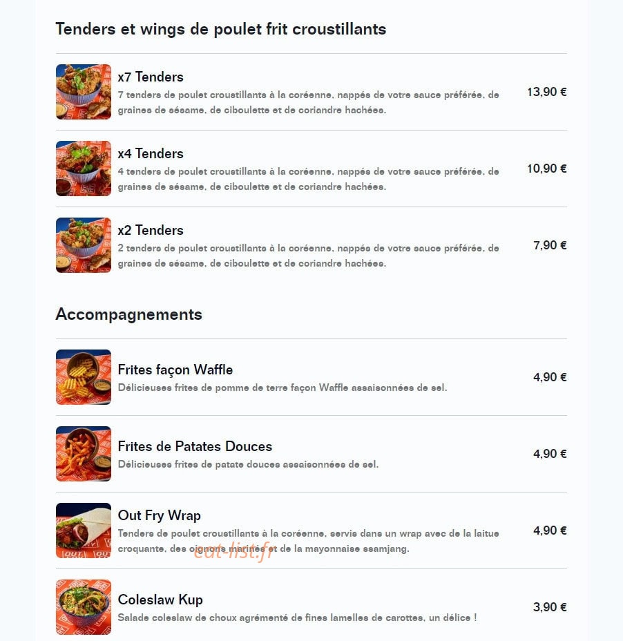 Out Fry — carte page 3