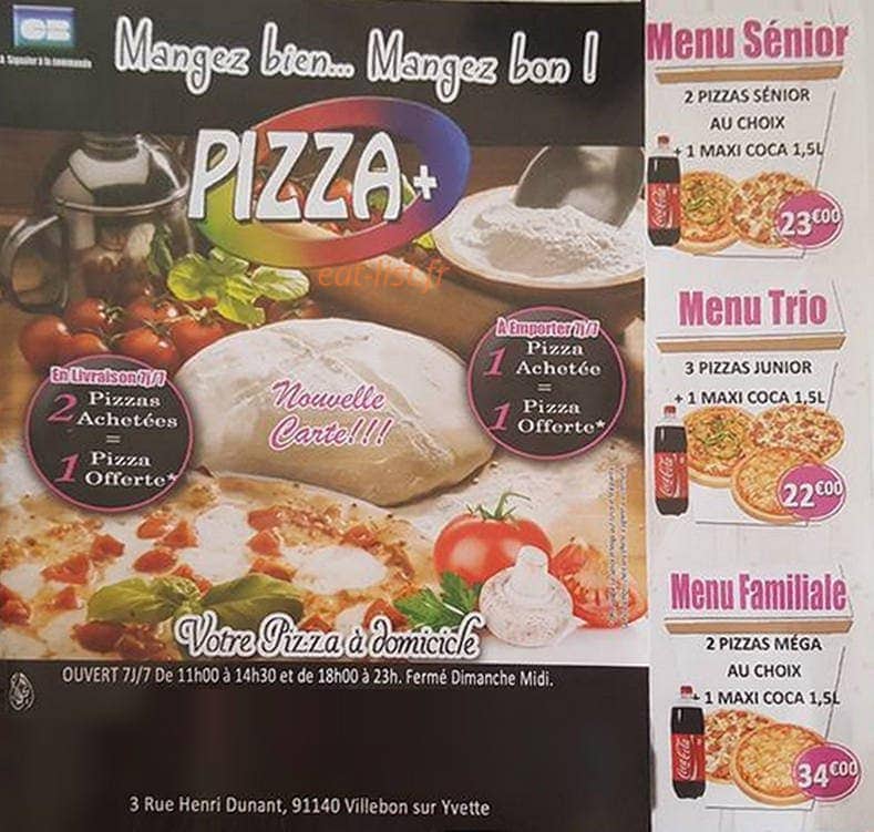 Pizza Plus — carte page 1