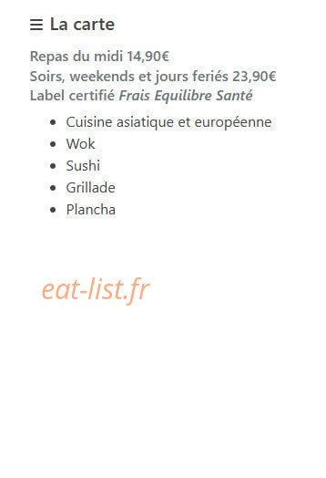 Carte et menu de Plaisirs d'Ailleurs à Villebon sur Yvette — La carte