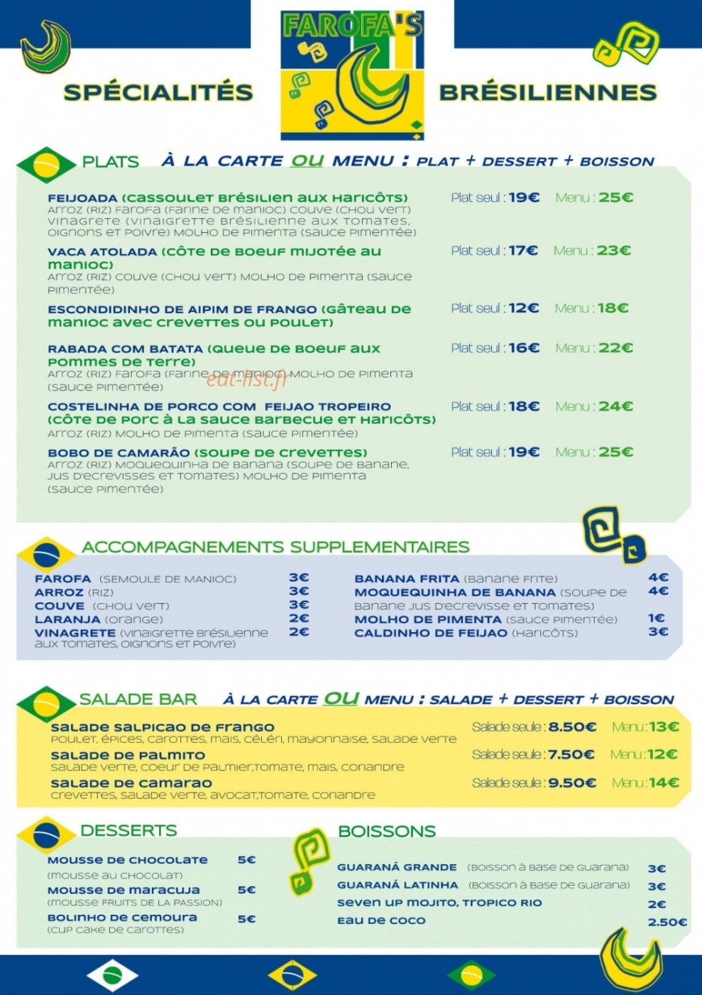 Restaurant Farofa's — carte page 1