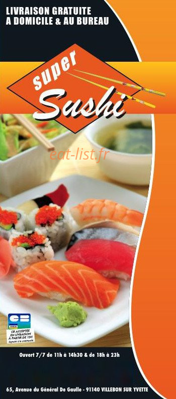 Carte et menu Super Sushi Villebon sur Yvette