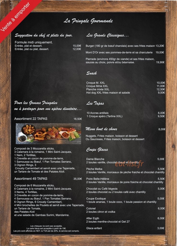 La Fringale Gourmande — carte page 3