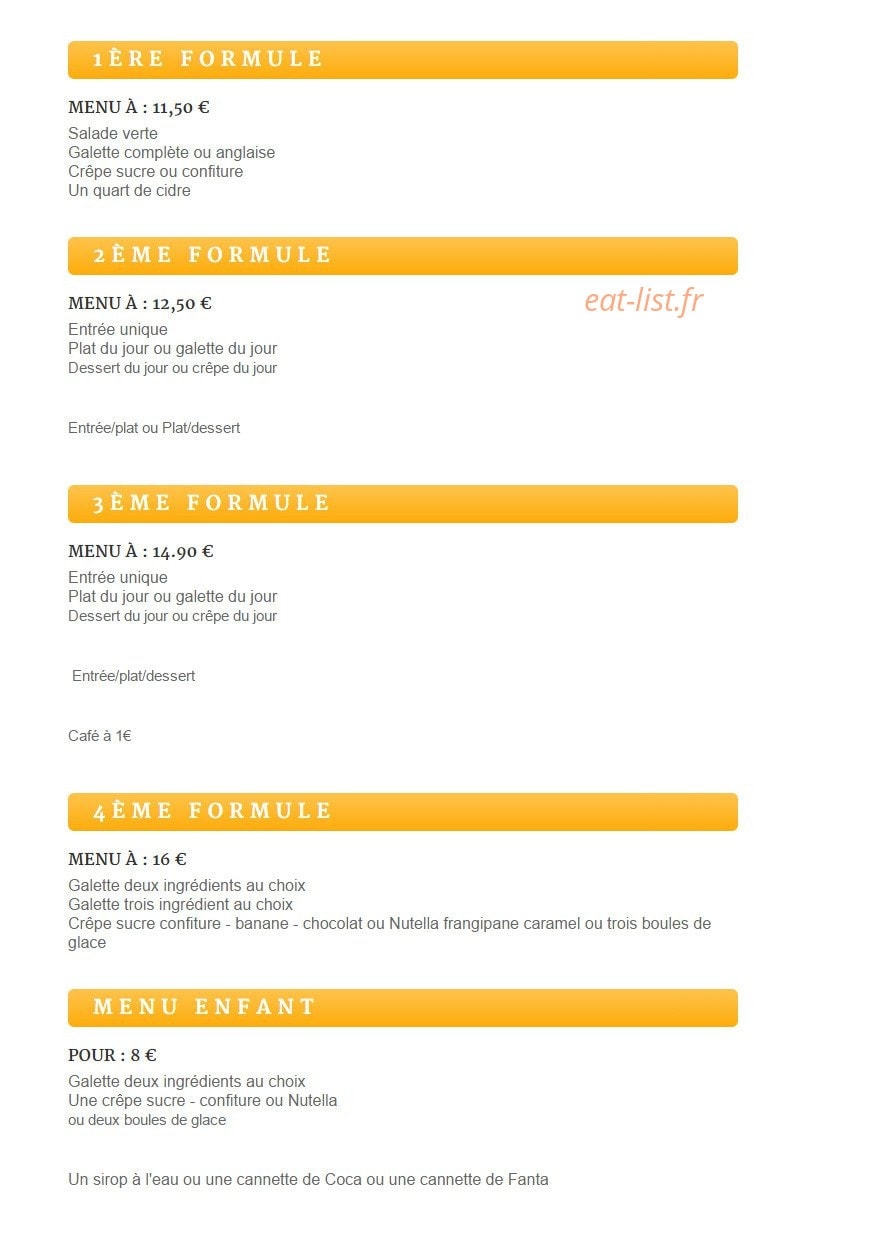 La Galette Bretonne — carte page 1