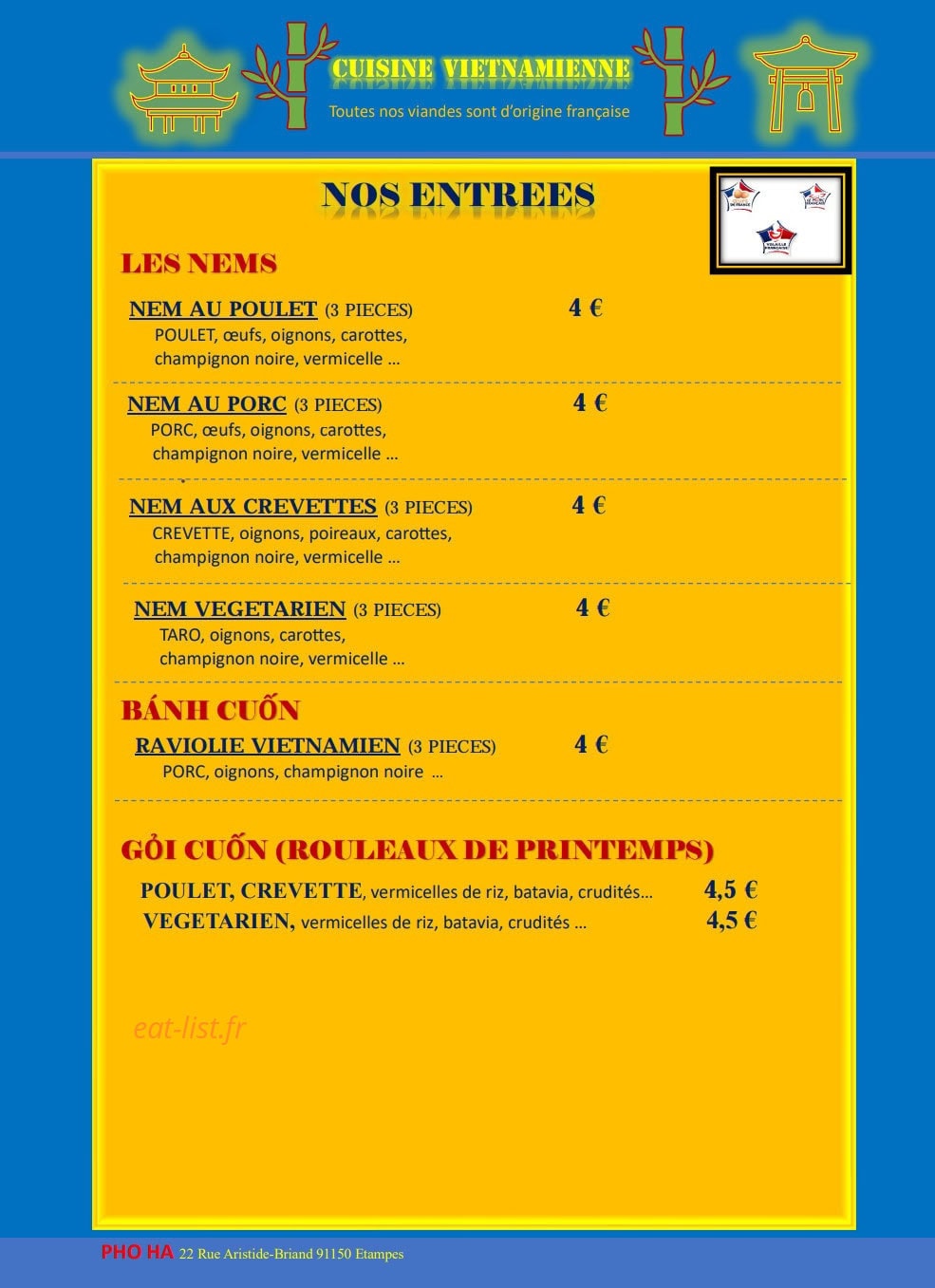 Pho Ha — carte page 2