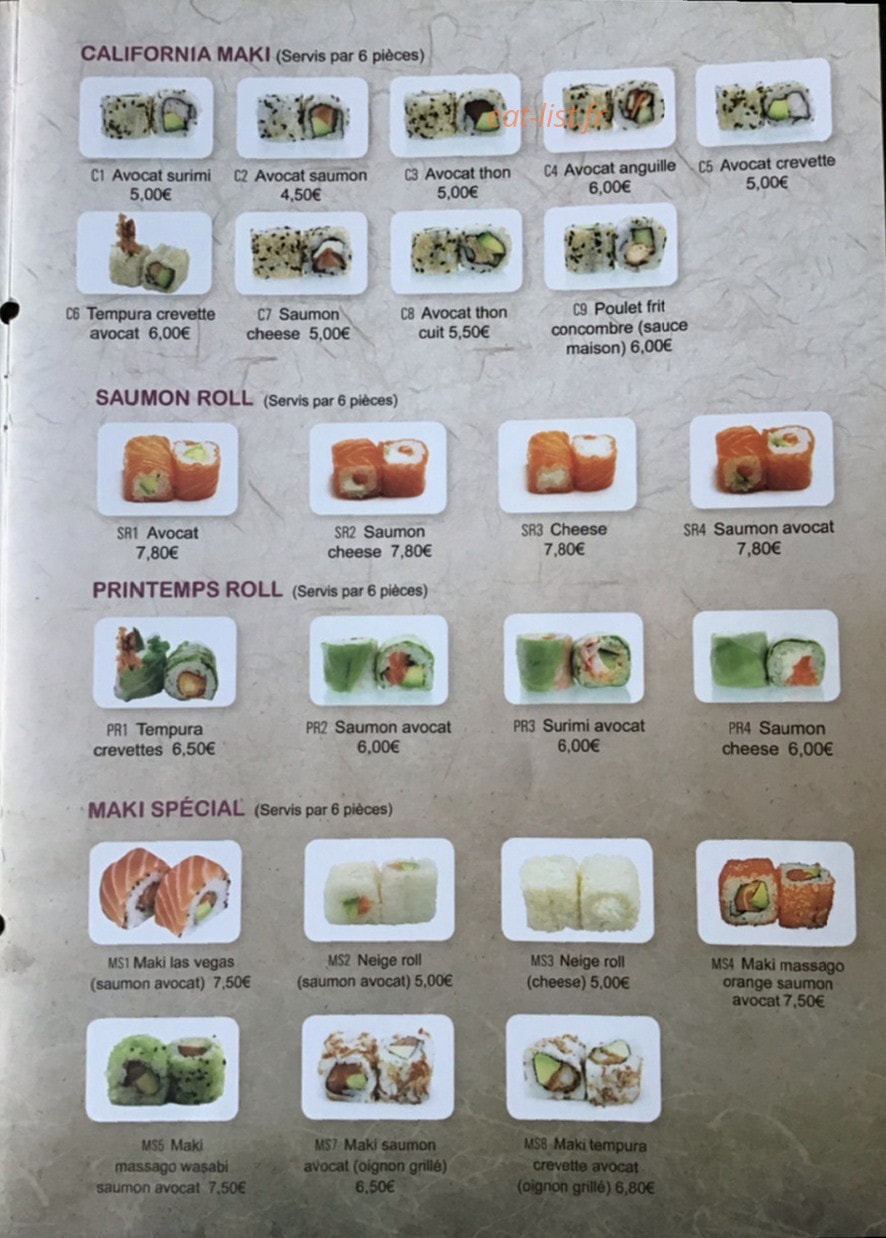 Sushi Yaki — carte page 4
