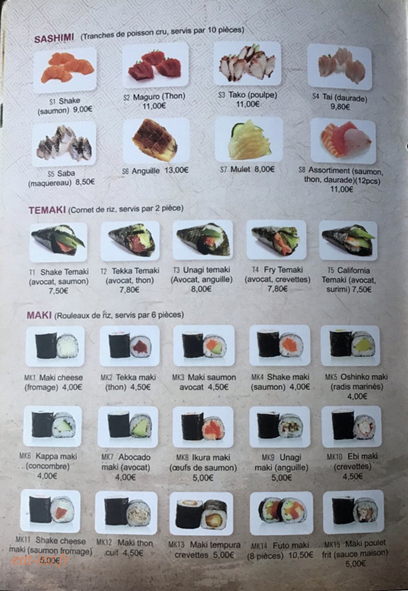 Sushi Yaki — carte page 3