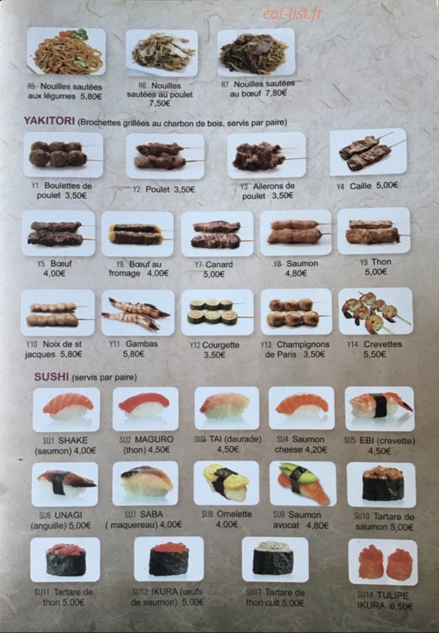 Sushi Yaki — carte page 2