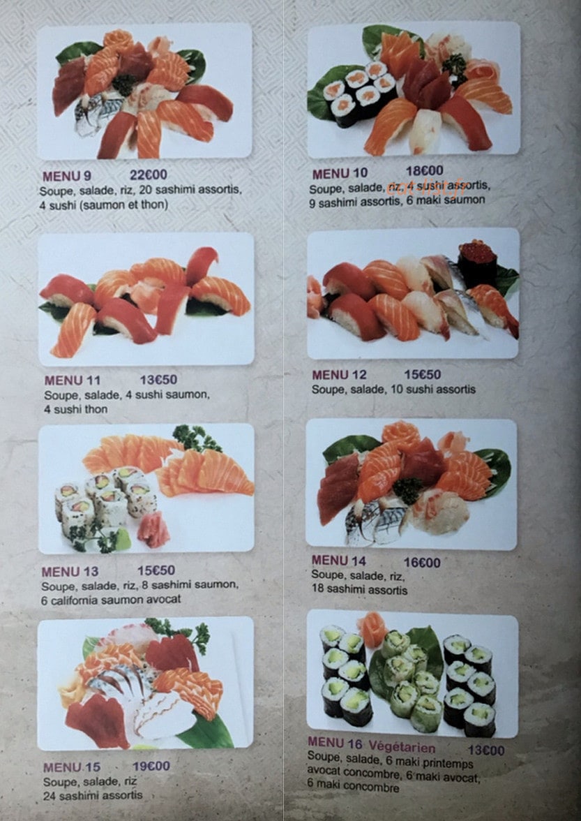 Sushi Yaki — carte page 9