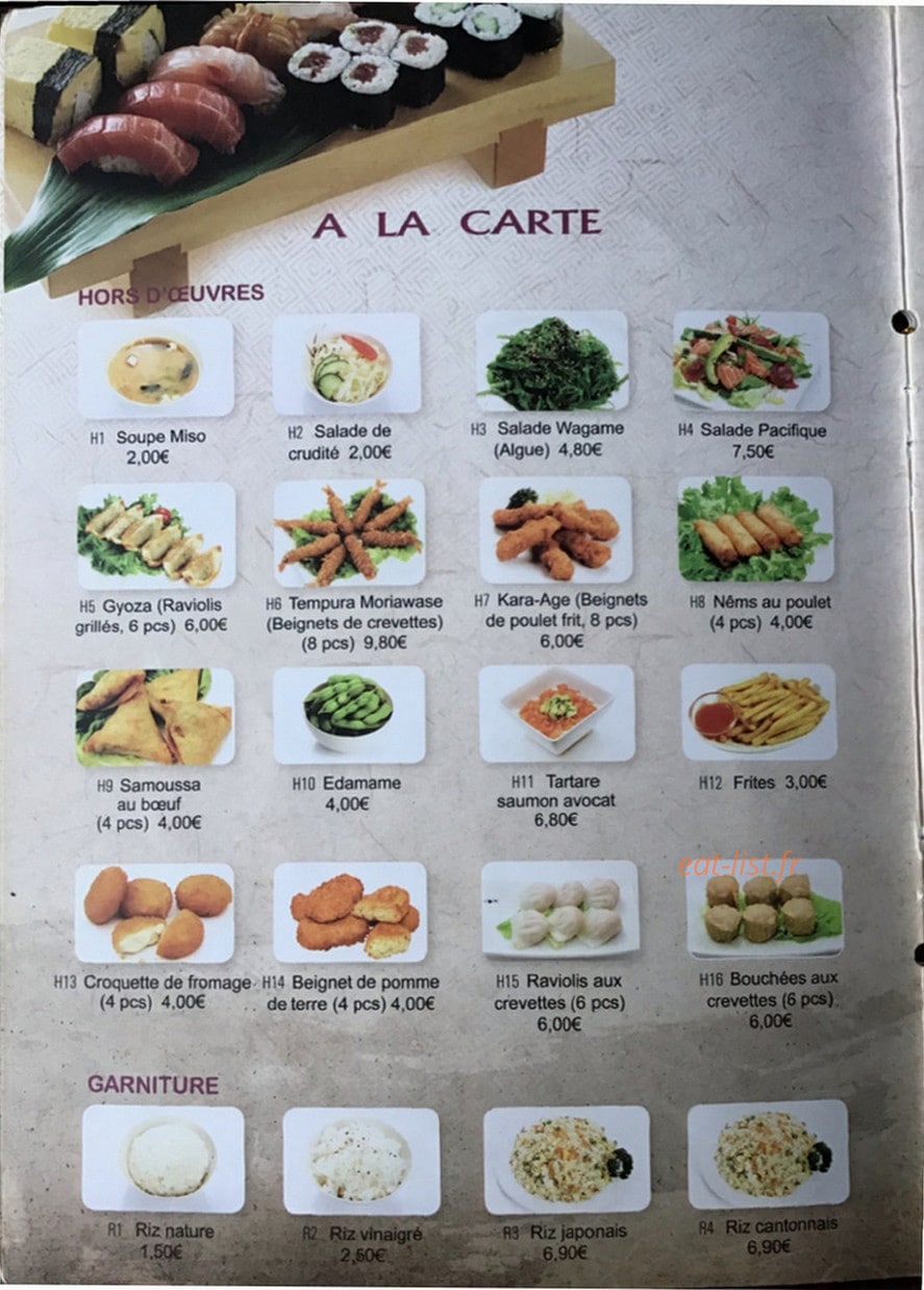 Sushi Yaki — carte page 1
