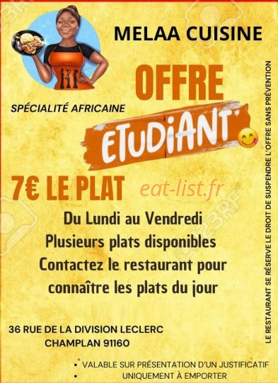Melaa Cuisine — carte page 1