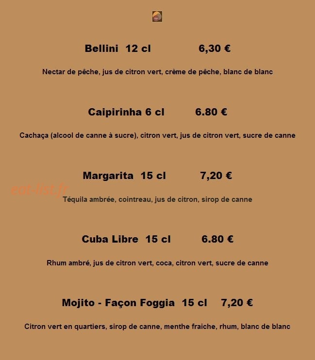Foggia Ristorante — carte page 14