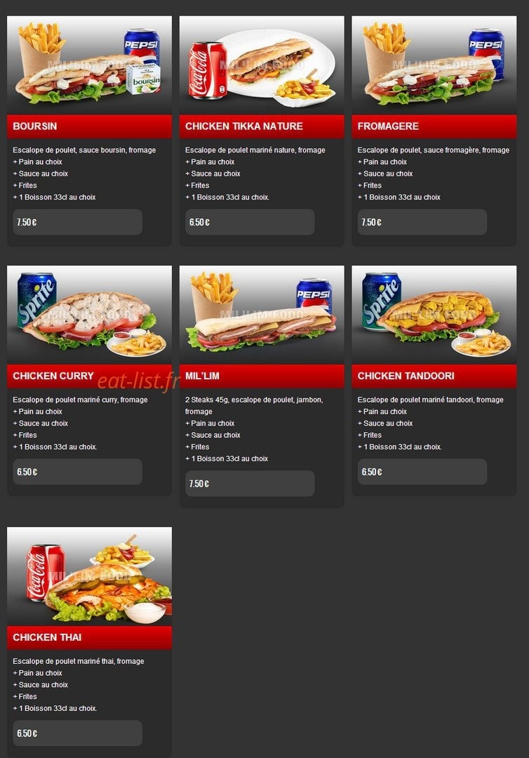 MilLim Food — carte page 14