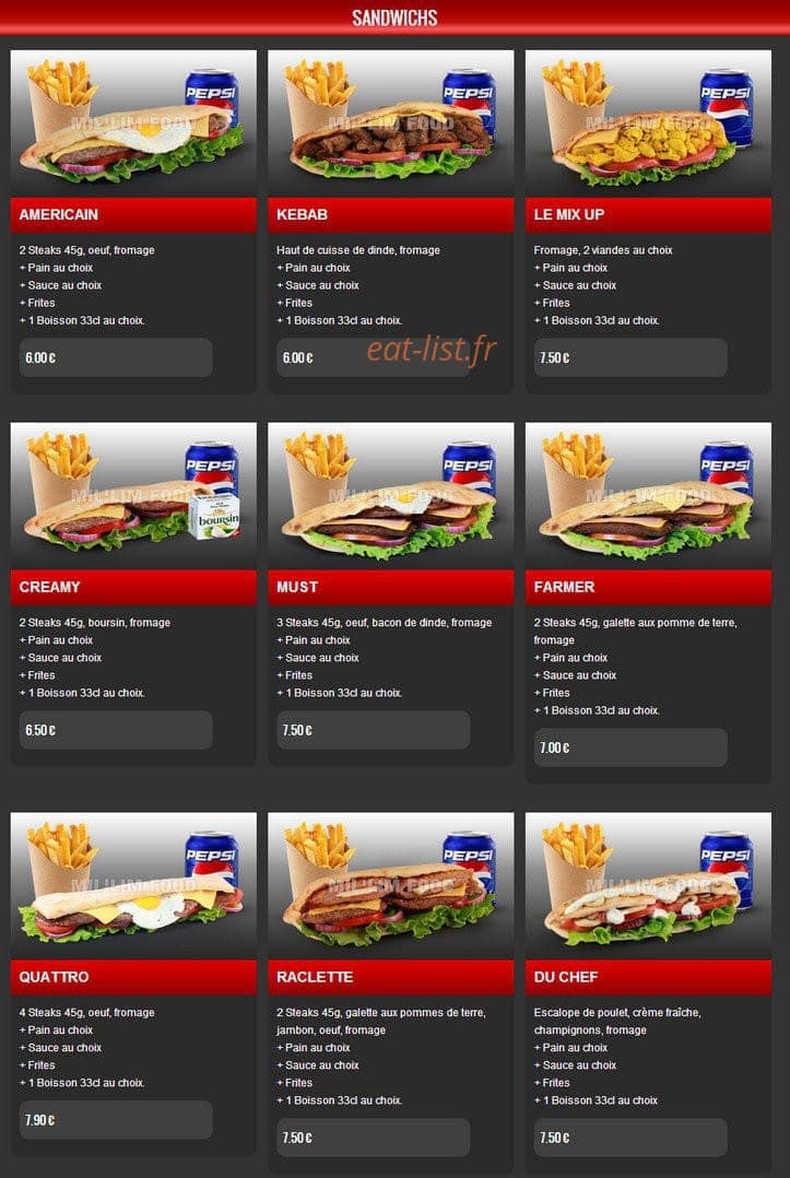 MilLim Food — carte page 13