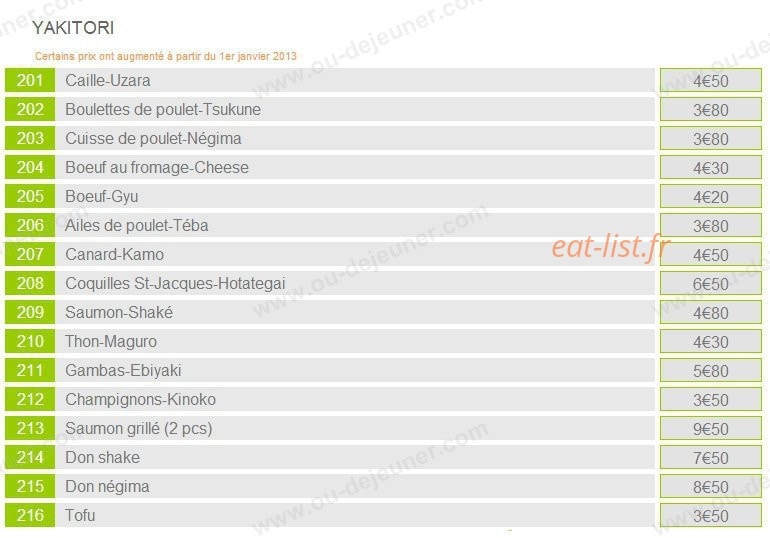 Mishi Sushi — carte page 2