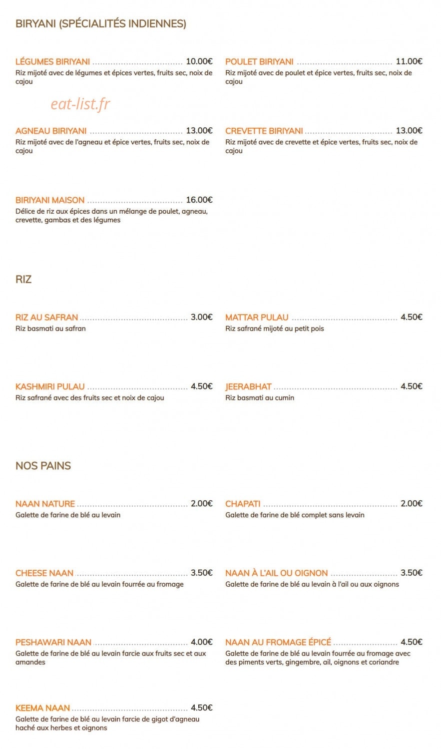 Restaurant Fishtail — carte page 5