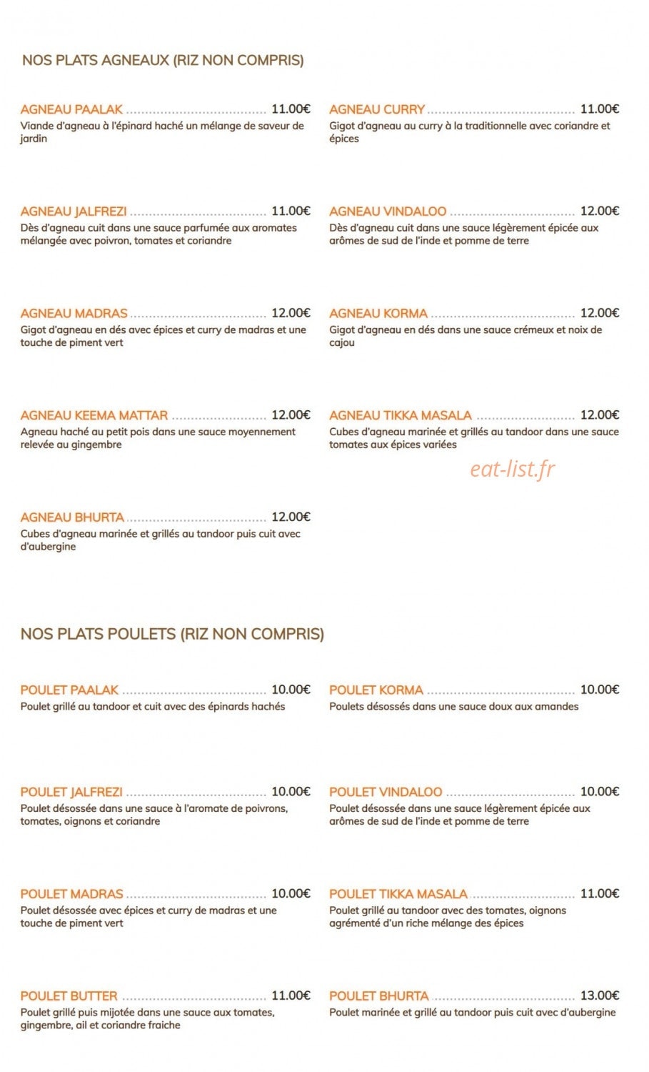 Restaurant Fishtail — carte page 3