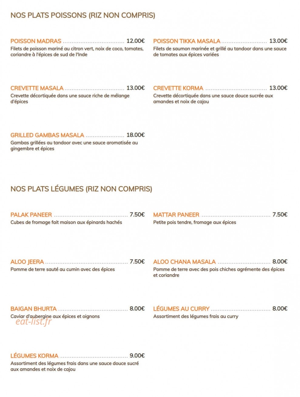 Restaurant Fishtail — carte page 4