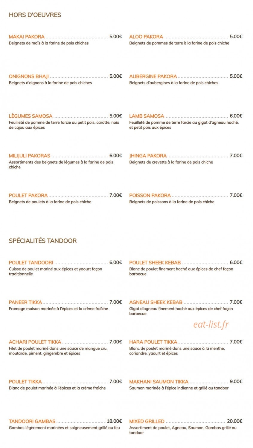 Restaurant Fishtail — carte page 2
